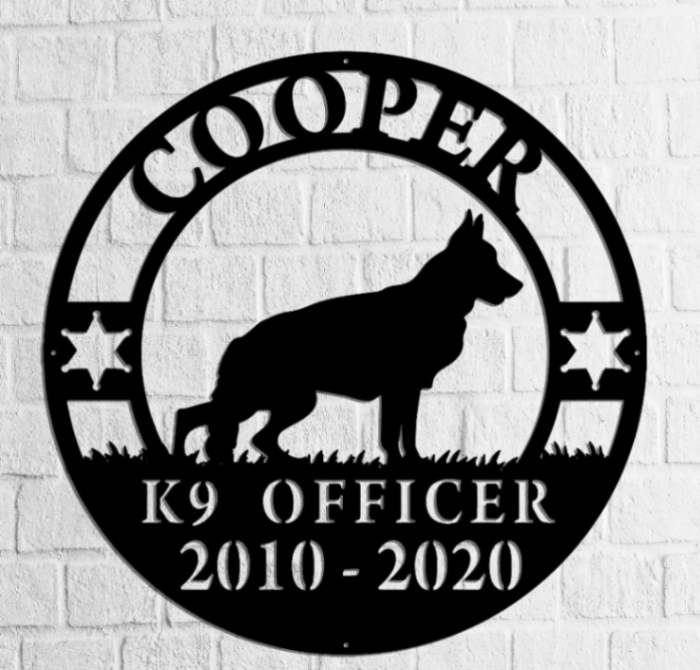 K9 Officer, Police K9, Veteran, Retirement Officer, Wall Decor, Plasma Cut Steel Sign, Custom Sign, Welcome Sign, Personalized Sign