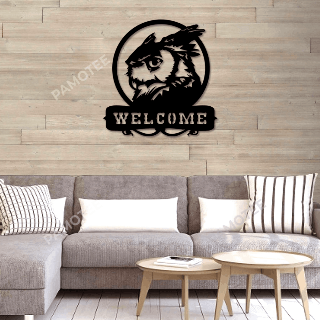 Owl Welcome Metal Sign, Wall Art Decor, Welcome Sign, Front Porch Sign ...