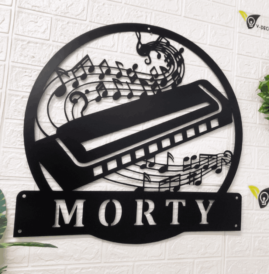 Personalized Harmonica Monogram Metal Sign Art, Harmonica Metal Sign