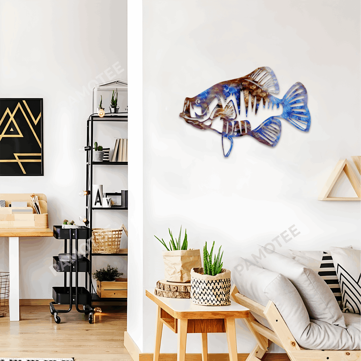 Bluegill Father Fisher Metal Wall Art Design, Weatherproof Fishes Decor