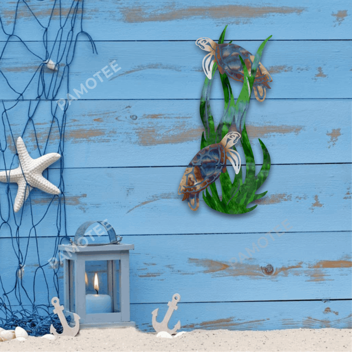 Turtles Under The Sea Metal Art, Turtles Gift For Mother Pamotee