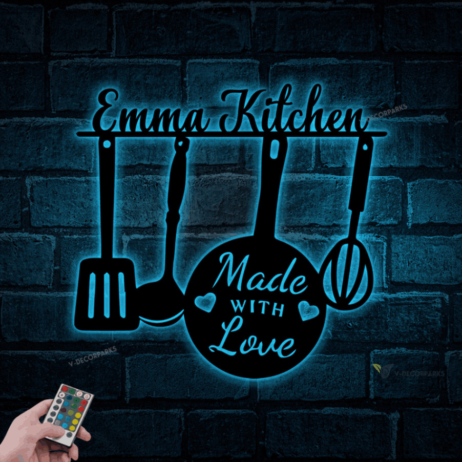 Custom Led Lights Metal Sign For Kitchen, Nanas Kitchen Metal Sign, Personalized Kitchen Signs, Nana Mothers Day Gift, Custom Kitchen Sign Wall Decor