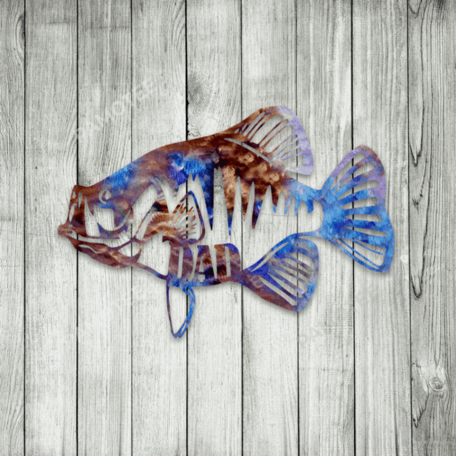 Bluegill Father Fisher Metal Wall Art Design, Weatherproof Fishes Decor