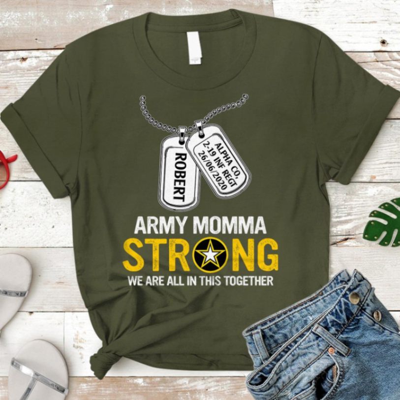 Personalized Soldiers Name & Family Member -proud Army Mom Shirt, Army Momma Strong, Army Boot Camp Graduation Shirt
