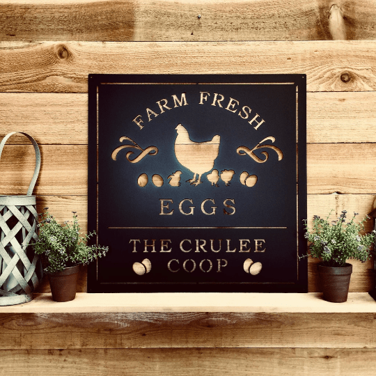 Farmhouse Chicken Coop Sign, Cut Metal Sign, Metal Wall Art, Metal House Sign