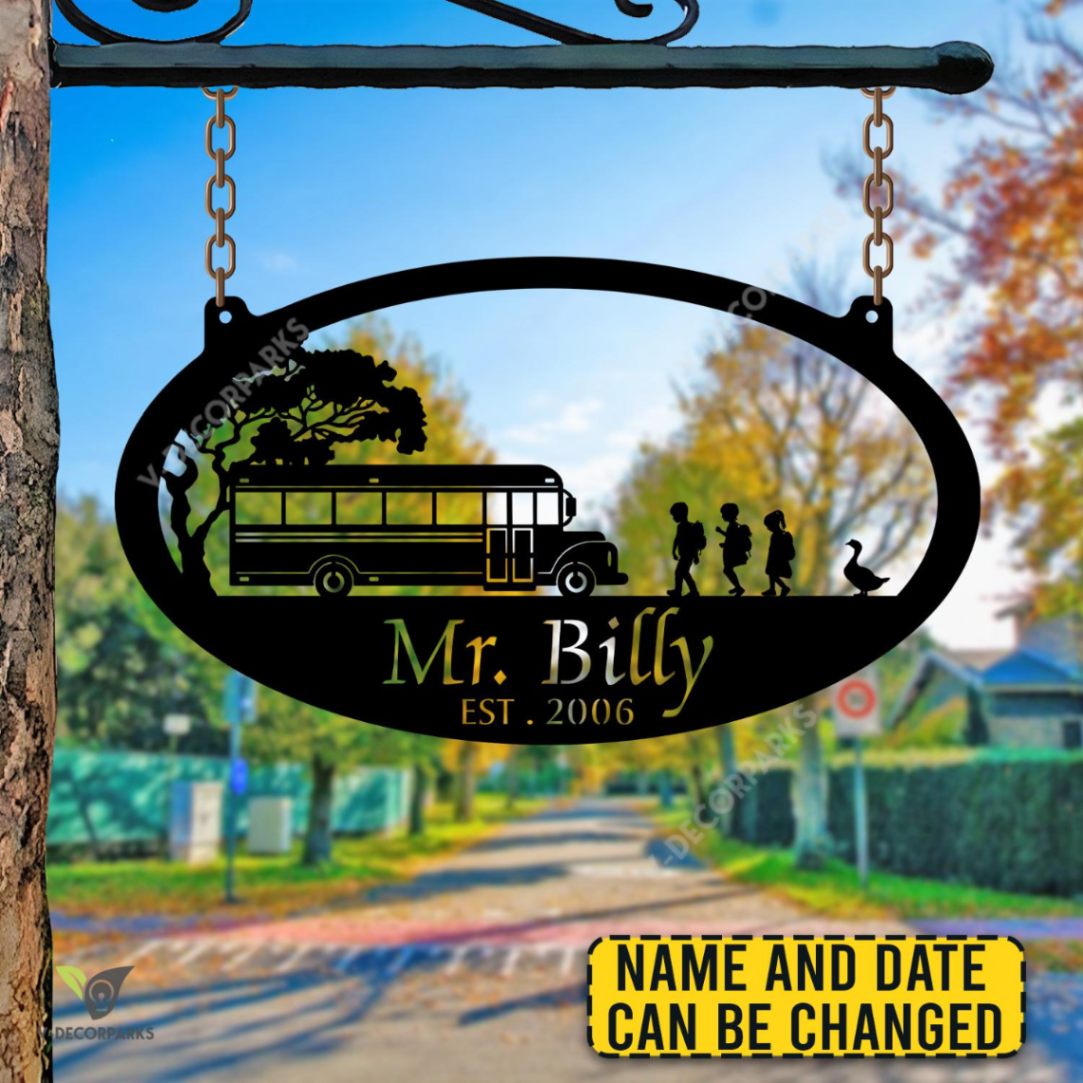Personalized School Bus Driver Metal Sign, School Bus Driver Decorative Plaque