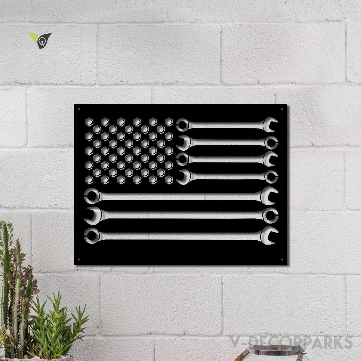 Wrench Flag Metal Wall Art, Wrenches And Bolts American Flag Cut Metal Sign, Gift For Him, Garage Metal Wall Art, Man Cave Wall Decor