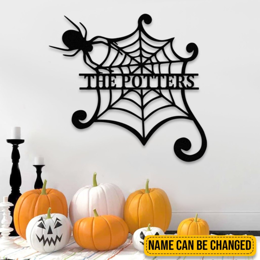 Custom Spider Web Metal Sign, Horror Halloween Steel Wall Hanging