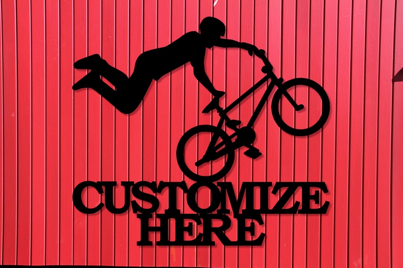 Customizable Bmx Biker Sign, Custom Metal Bike Sign, Personalized Bmx Bike Decoration