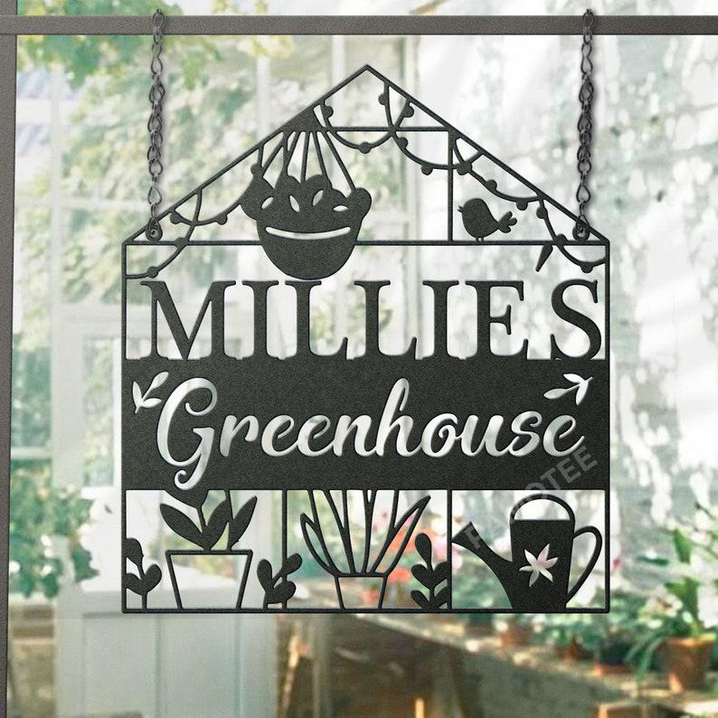 Custom Metal Greenhouse Sign ~ Hanging Personalized Garden Sign