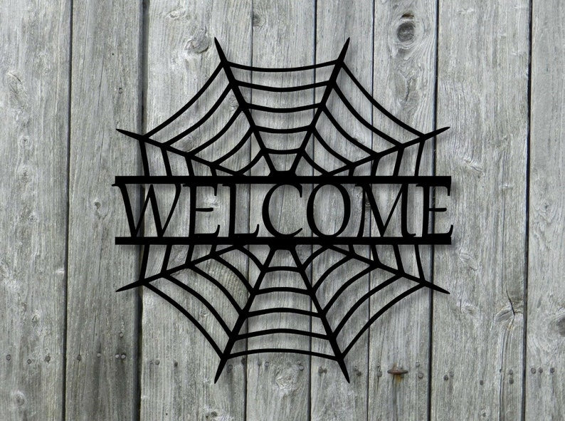 Halloween Welcome Sign, Personalized Door Sign, Halloween Spider Web, Custom Halloween Decor