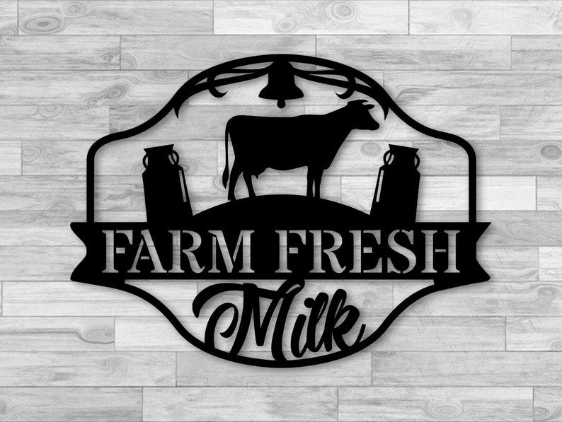 Farm Fresh Milk Metal Sign, Farmhouse Wall Decoration, Shabby Chic Decor