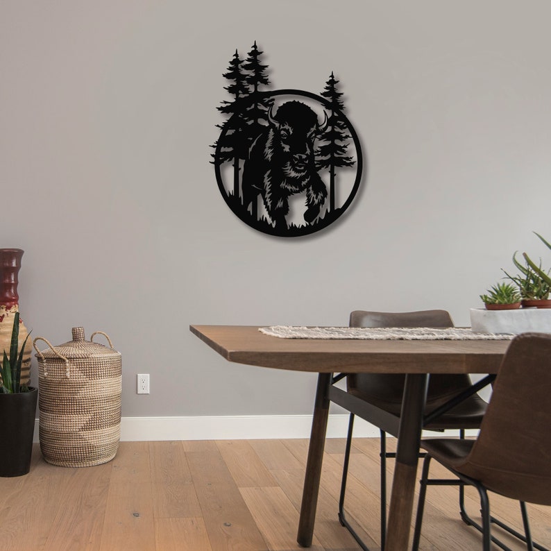 Bison Wall Decor Metal Art Hanging Pamotee