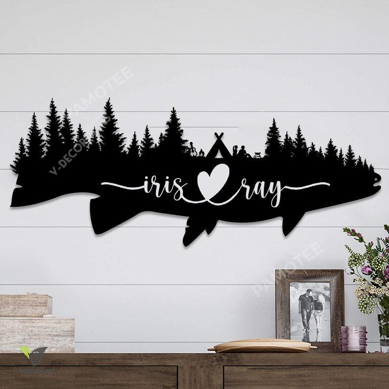 Fishing Couple Metal Sign ,mountain Camping, Engagement Gift Customizable Wedding Metal Sign,wedding Monogram,gift For Him