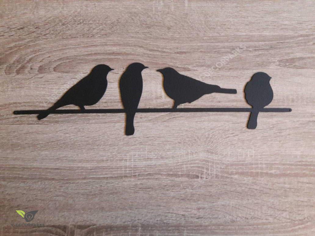 Metal Bird Wall Art, Birds On A Wire Wall Art, Metal Wall Art, Black Birds Wall Art Pamotee