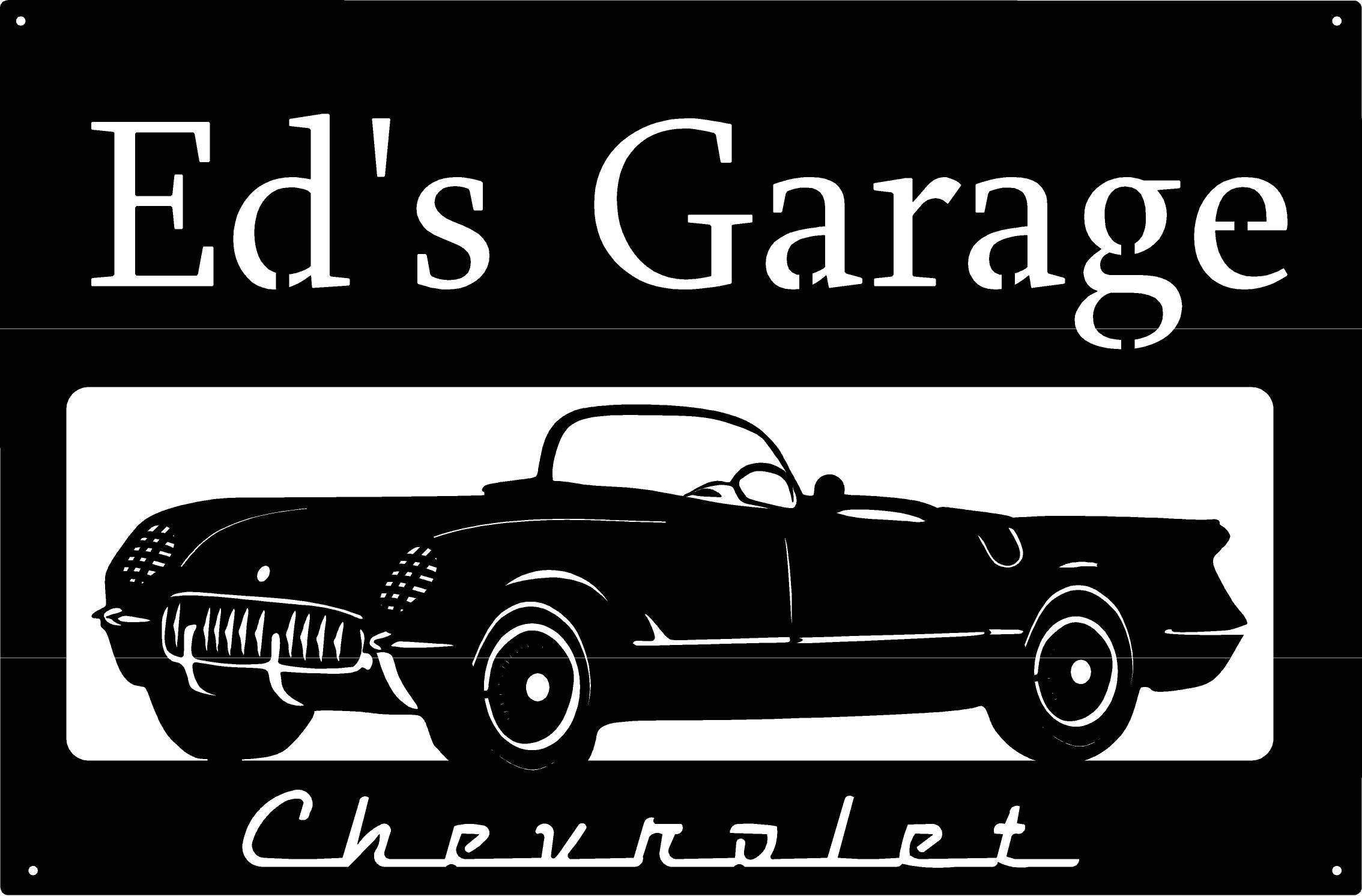 Metal Vintage Car Sign Customized With 54 Corvette, Metal Wall Art, Metal House Sign