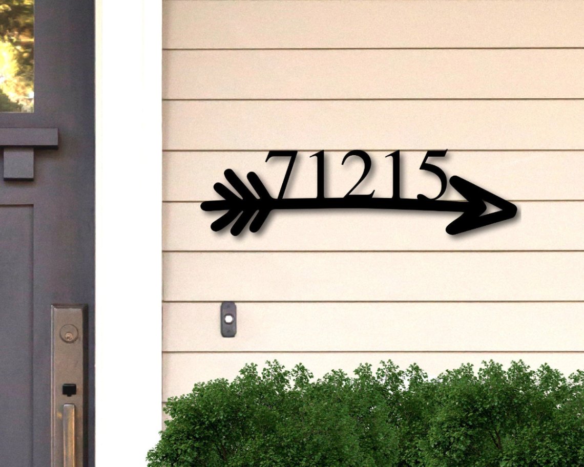 Personalized Address Arrow Sign, Metal Address Sign, Address Plaque, Metal Address Numbers, Front Porch Metal Sign,address Signs For House