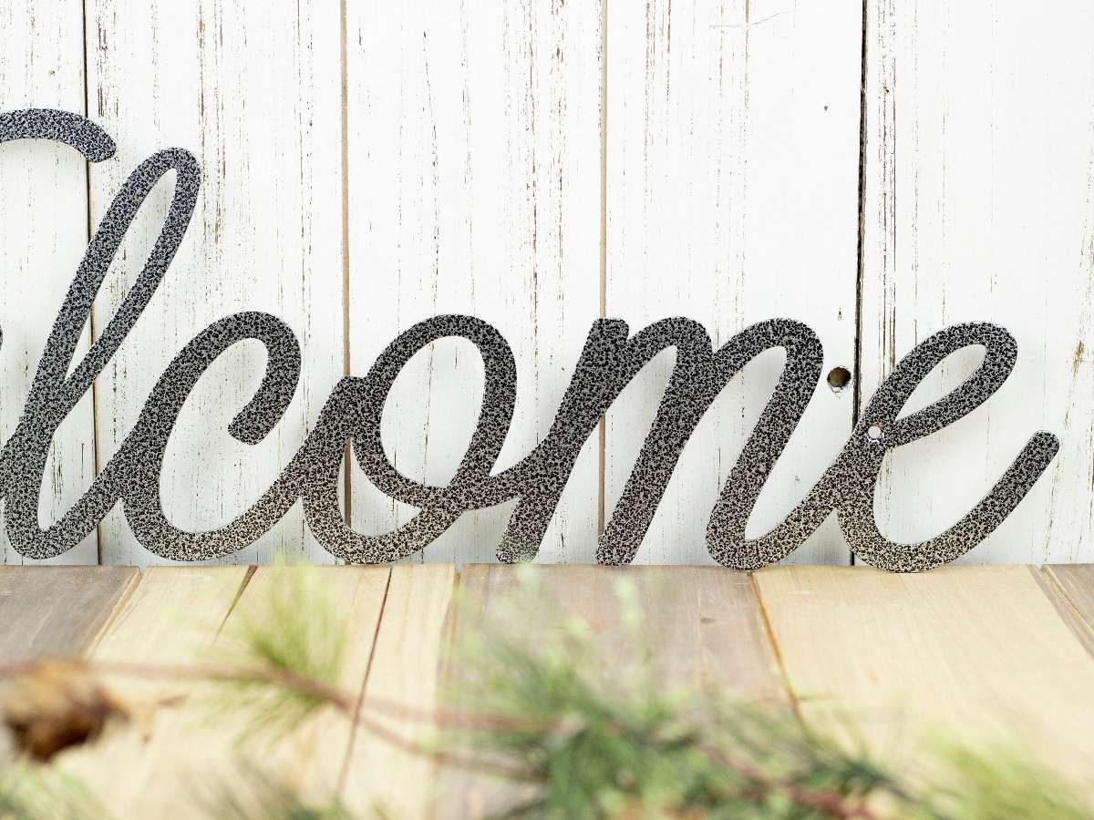 Script Metal Sign Silver, Word Art, Wall Decor, Door Signs