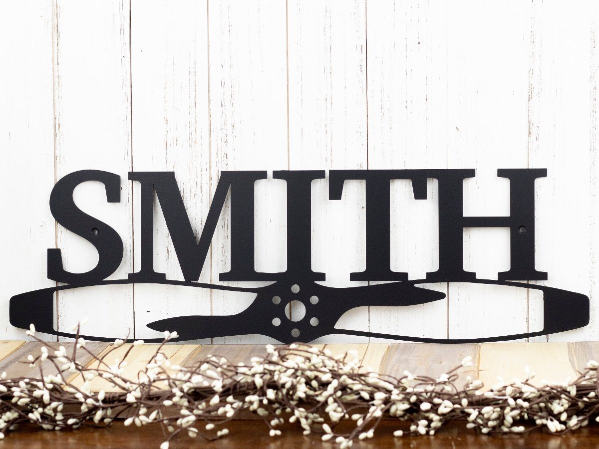 Custom Family Name Sign, Pilot Gift, Metal Wall Decor, Custom Family Sign, Aviation, Airplane, Personalized Sign, Last Name Sign