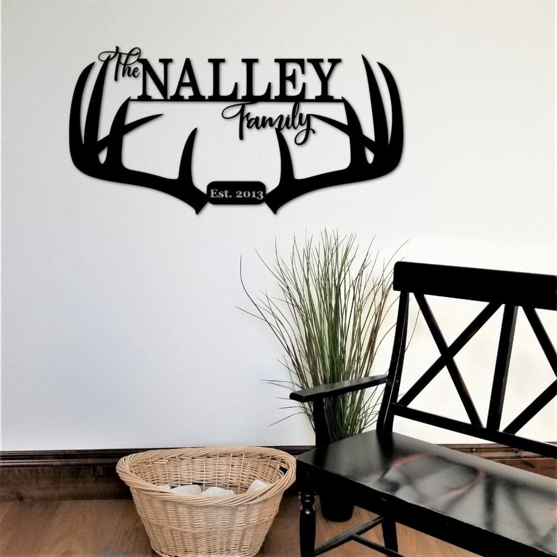 Custom Antler Last Name Sign, Personalized Family Sign With Established Year, Metal Deer Antlers, Family Home Decor, Anniversary Gift