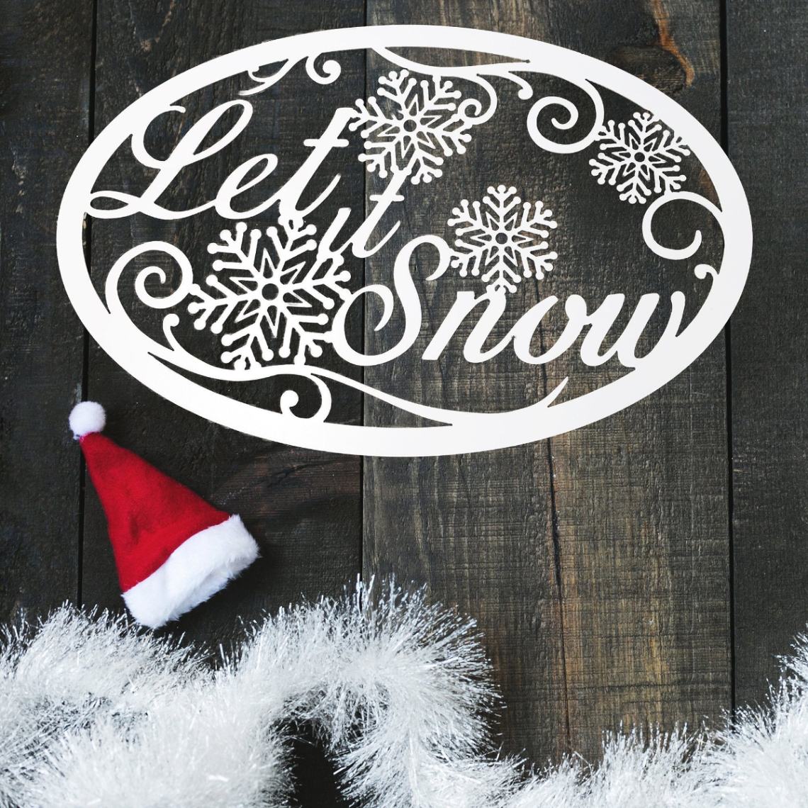 Let It Snow Winter Season Metal Sign - Holiday Wall Decor - Christmas Decoration - White Winter Wall Hanging