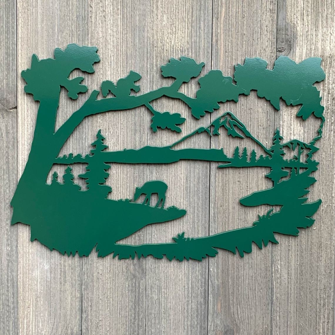 Mountain Scene Metal Sign Cutout, Cut Metal Sign, Wall Metal Art Pamotee