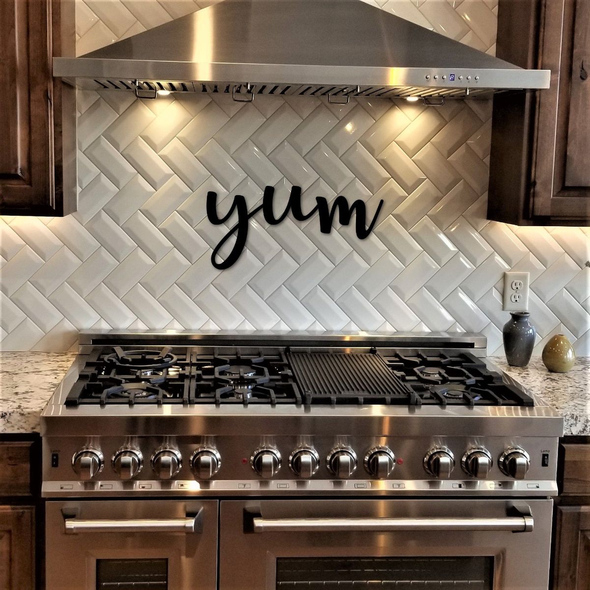 Yum Sign, Metal Word Art, Kitchen Sign, Dining Room Decor, Metal Yum Sign, Yum Metal Word, Kitchen Decor, Word Signs