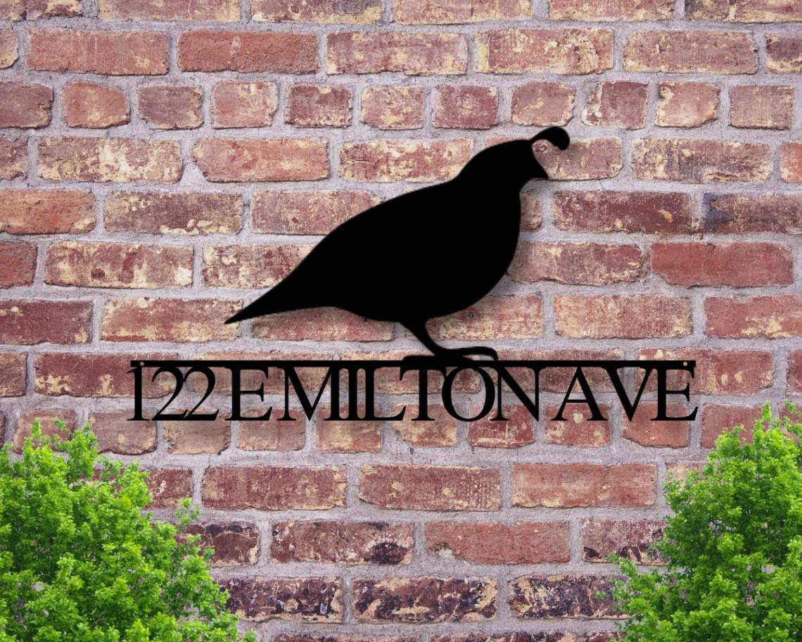 Bird Address Signs - Quail Sign - Metal Address Signs - House Number Plaque -custom Metal Address Signs - House Numbers - Front Porch Decor - Signs