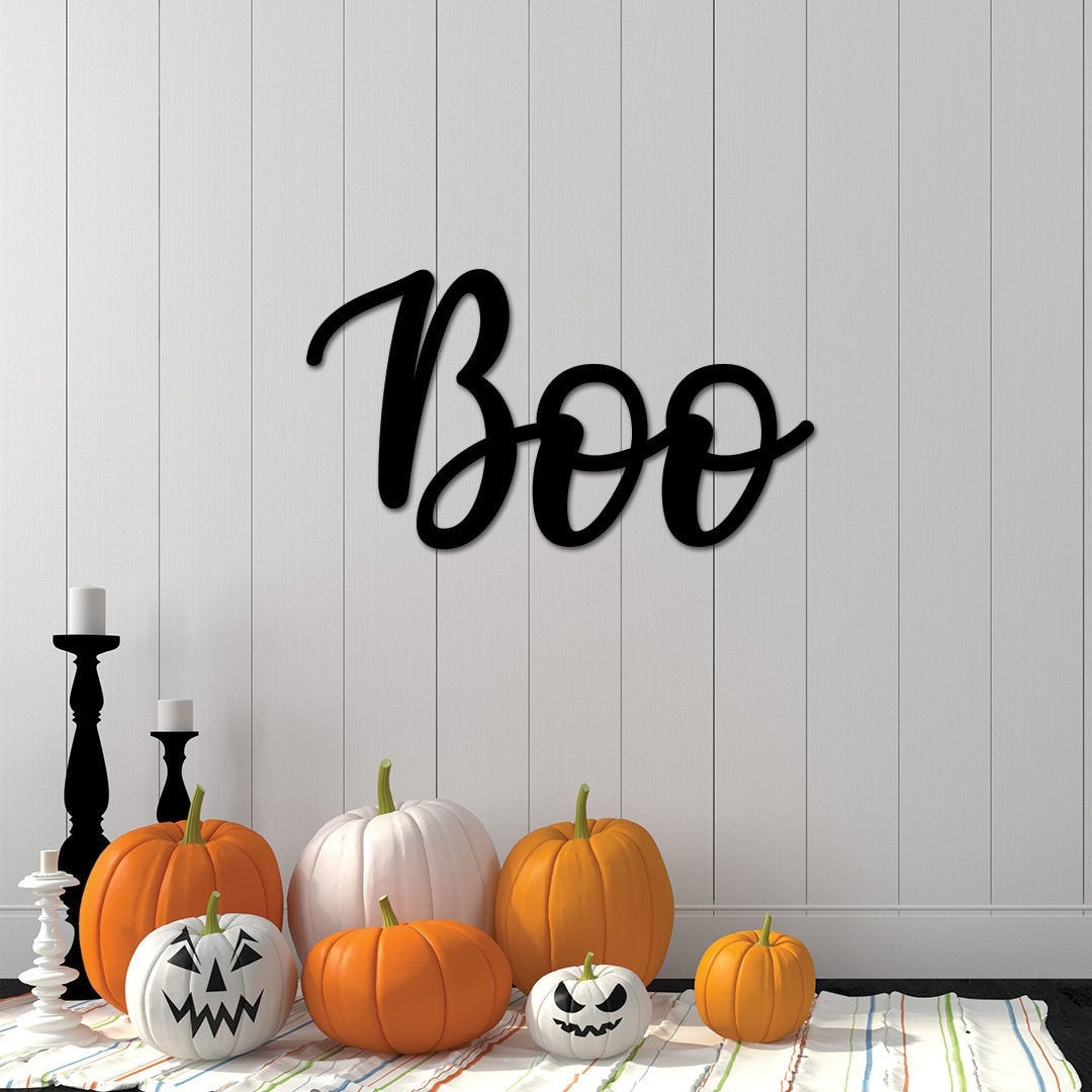 Halloween Boo Sign, Boo Metal Word, Halloween Decor, Boo Sign For Front Door, Farmhouse Halloween Sign, Halloween Decorations