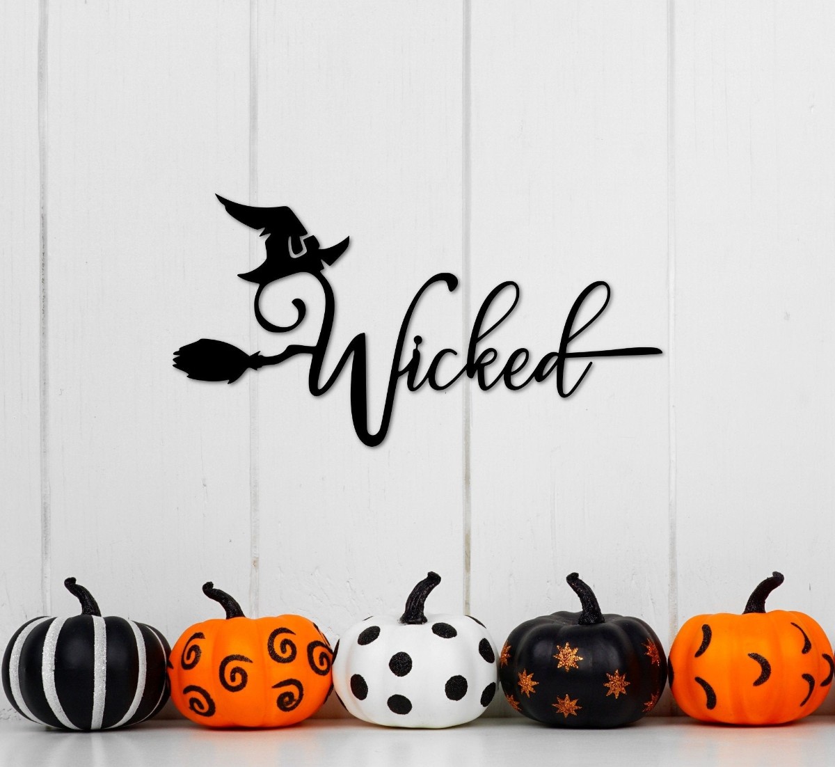 Metal Wicked Witch Sign - Metal Wall Art - Halloween Sign - Witch Decor - Wicked Wall Word - Halloween Decor - Witch Hat And Broom Metal Art