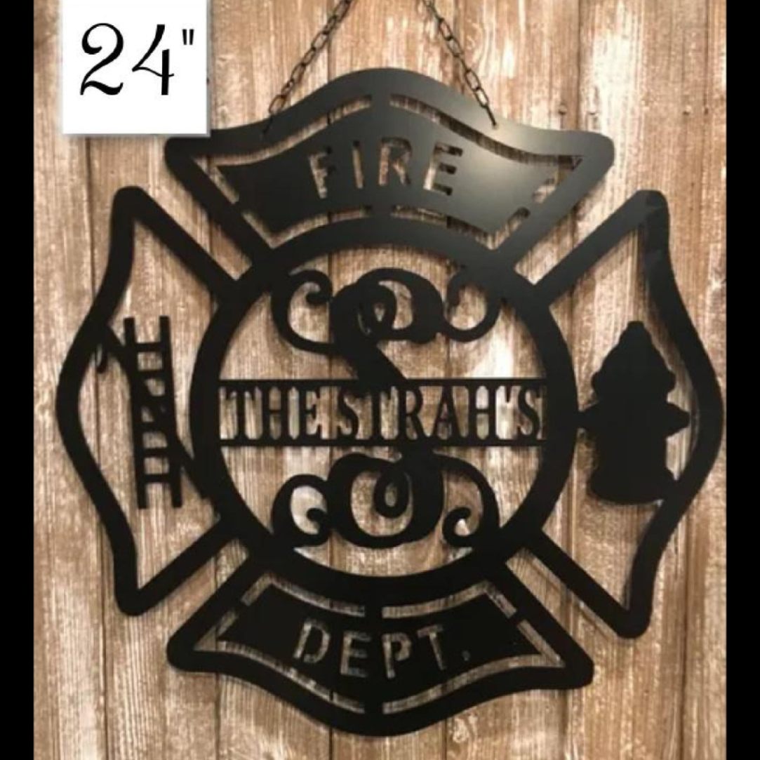 Fire Department Gifts - Personalized Fireman Wall Decor - Fireman Christmas Gift - Custom Name Wall Decor - Family Name Or Address