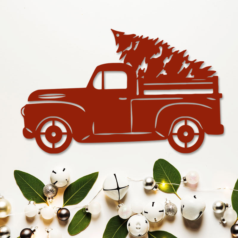 Christmas Tree Truck Metal Sign Monogram Metal Shop Pamotee