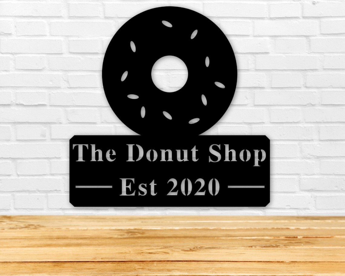 Donut Sign, Custom Metal Sign, Kitchen Decor, Gift For Him, Gift For Her, Name Plaque, Name Sign, Candy Sign, Kids Sign, Wall Decor, Rustic