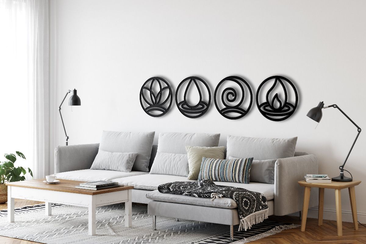 Four Elements Metal Wall Decor, Metal Wall Art, Home Decor, Interior ...