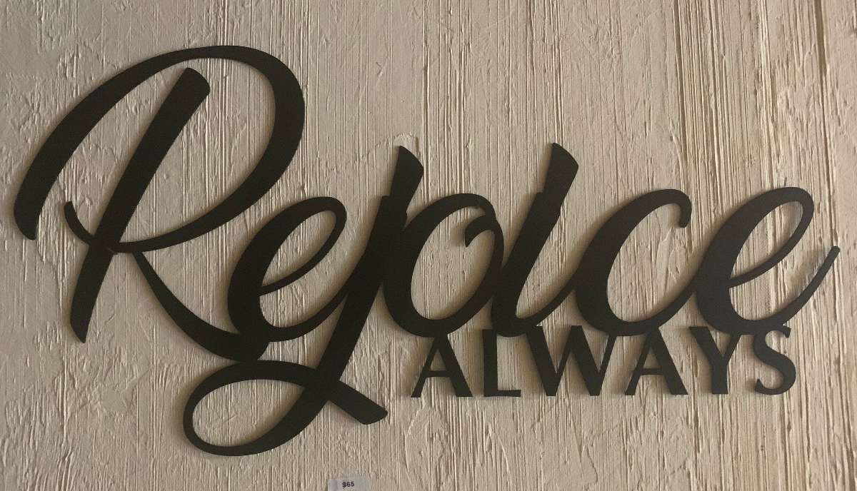Rejoice Always Metal Wall Words, Metal Wall Art, Metal House Sign
