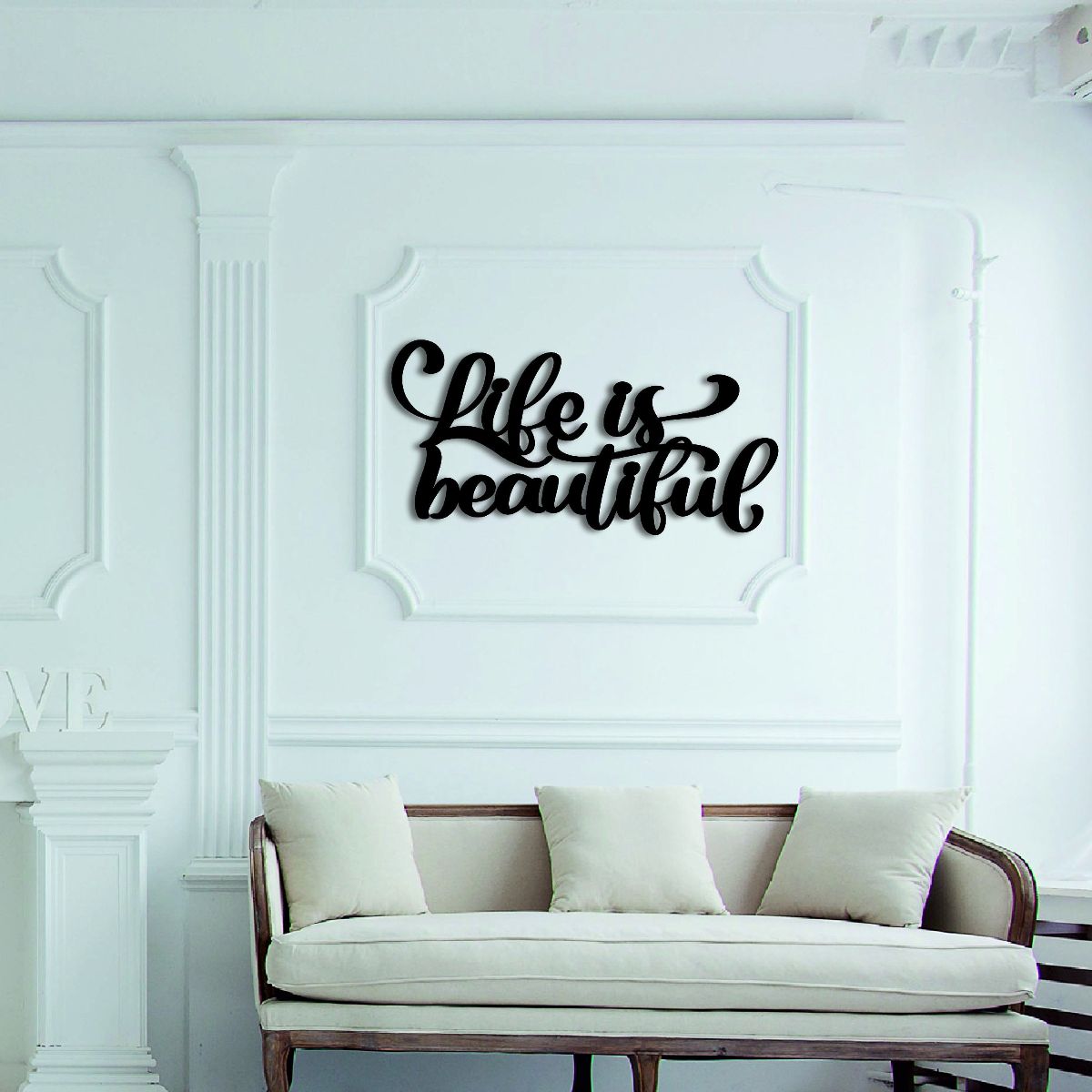 Life Is Beautiful Metal Words Wall Art Home Decor Wall Hanging Metal