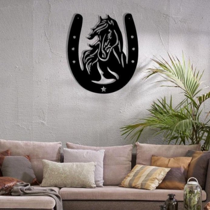 Horse Head Horseshoe - Metal Sign - Monogram Metal Shop