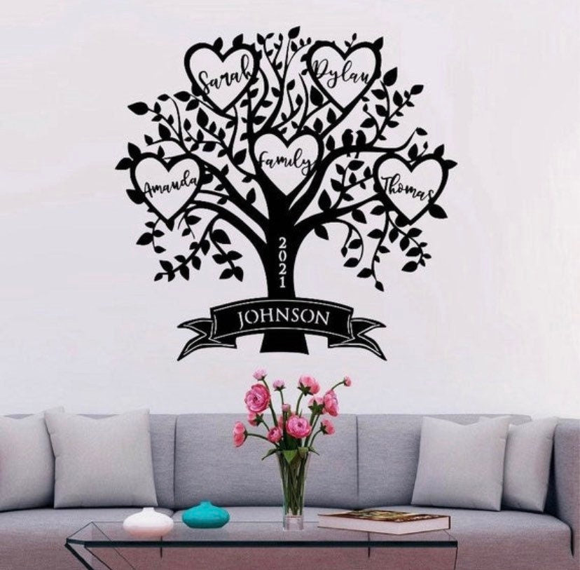 Custom Metal Family Tree Wall Art Personalised Family Tree