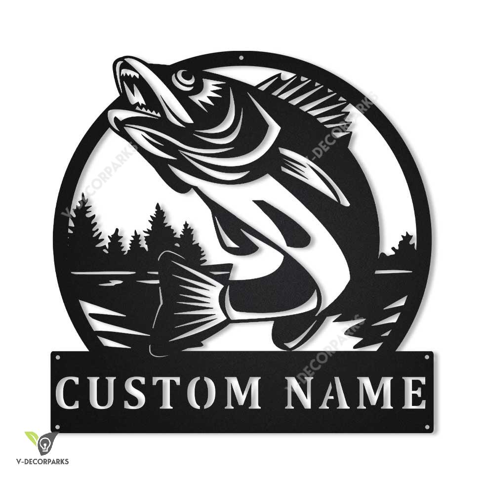 Personalized Walleye Fishing Metal Sign Art, Custom Walleye Fishing Metal Sign, Walleye Fishing Gifts For Men, Walleye Fishing Gift