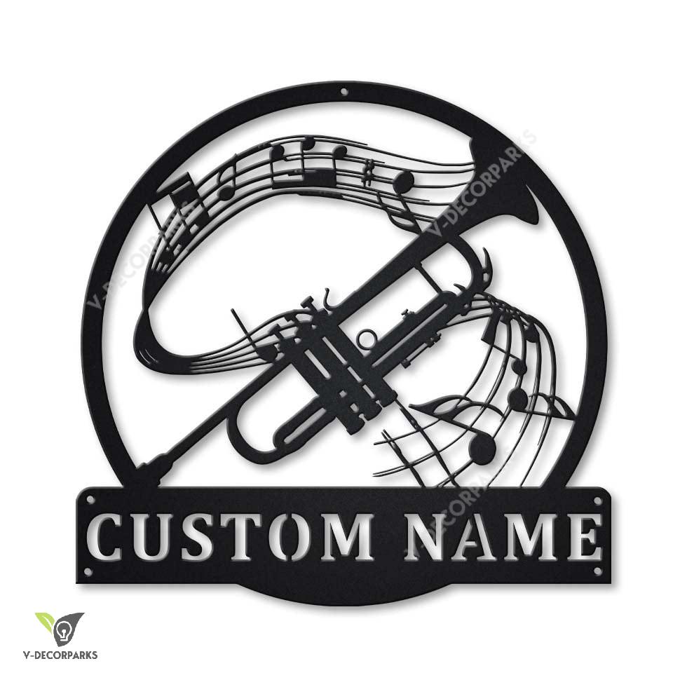 Personalized Trumpet Monogram Metal Sign Art, Custom Trumpet Monogram Metal Sign, Trumpet Gifts For Men, Trumpet Male Gift, Music Gift