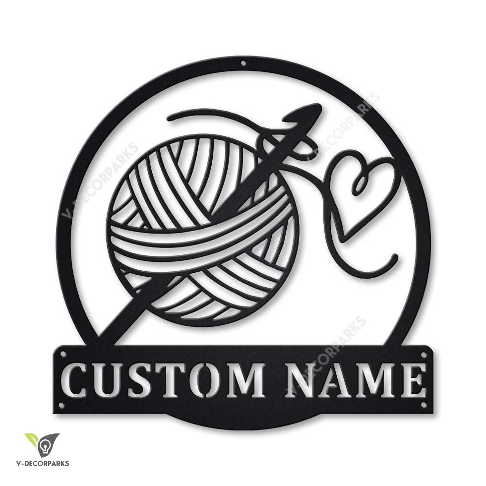 Personalized Crochet Metal Sign Art, Custom Crochet Monogram Metal Sign, Hobbie Gift, Crochet Gift