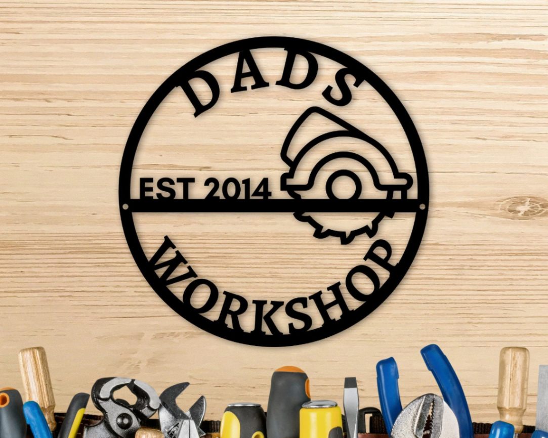 Personalized Workshop Sign - Personalized Fathers Day Gift - Fathers Day Gift - Personalized Metal Sign - Custom Name Sign - Workshop Sign