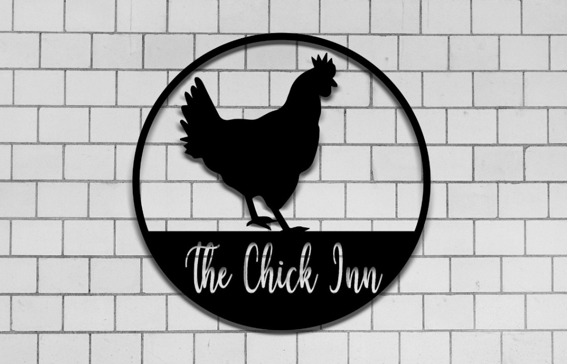 The Chick Inn, Round Chicken Metal Sign, Established Year, Farm Decor, Barn Decor, Chicken Sign, Personalized Coop Sign, Hen House