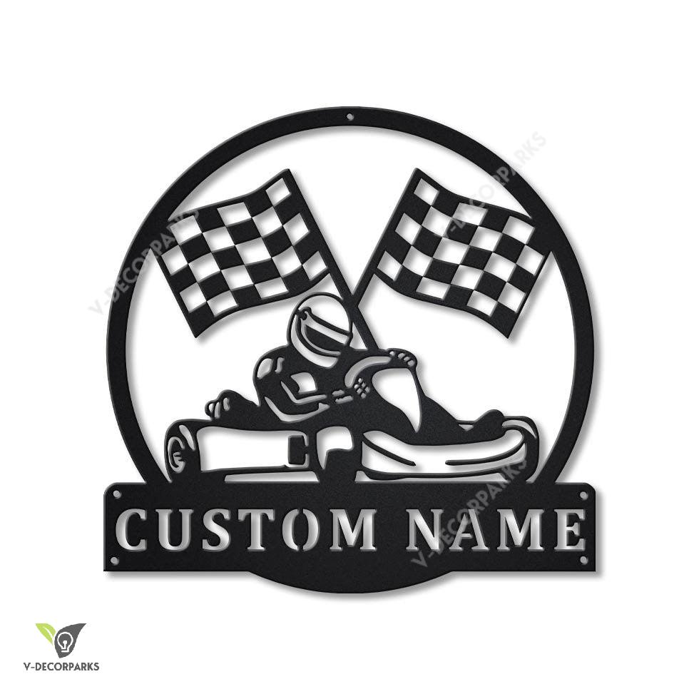 Personalized Go Kart Racing Monogram Metal Sign Art, Custom Go Kart Racing Metal Sign, Hobbie Gifts, Sport Gift, Birthday Gift
