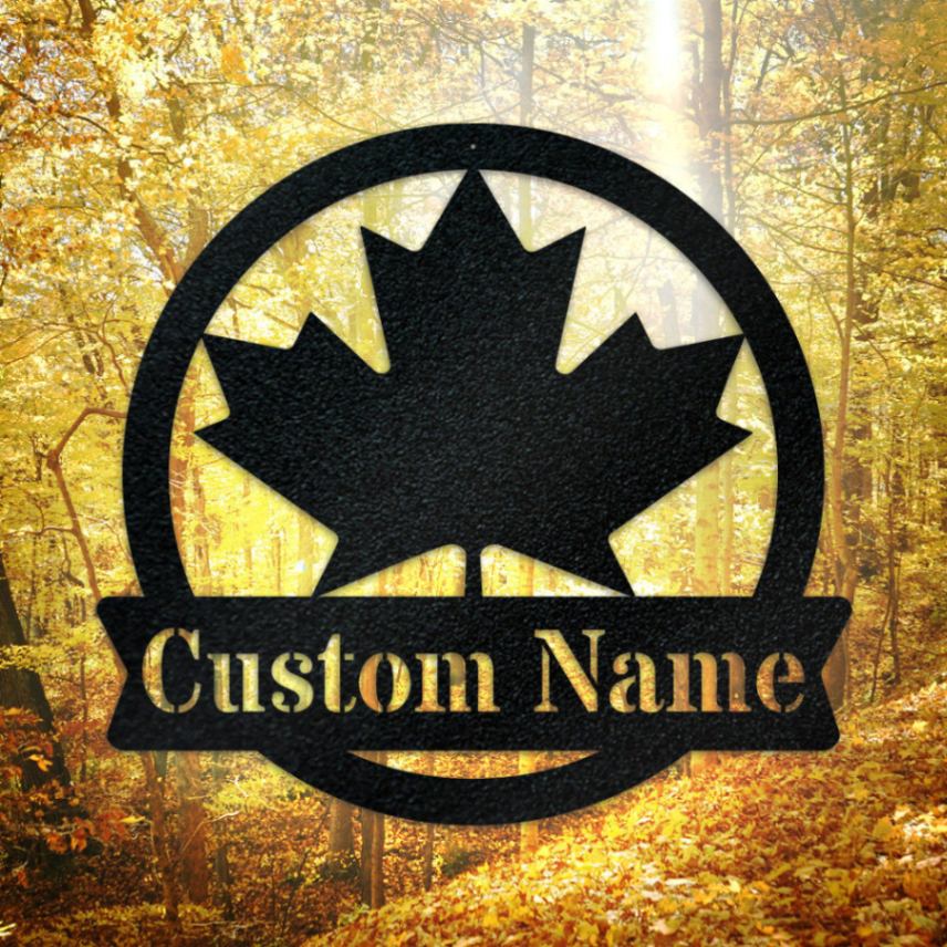 Maple Leaf Monogram - Canada Metal Sign, Personalized Home Decor, Maple Leaf Monogram Sign, Family Address Sign, Family Sign, Canadian Gift
