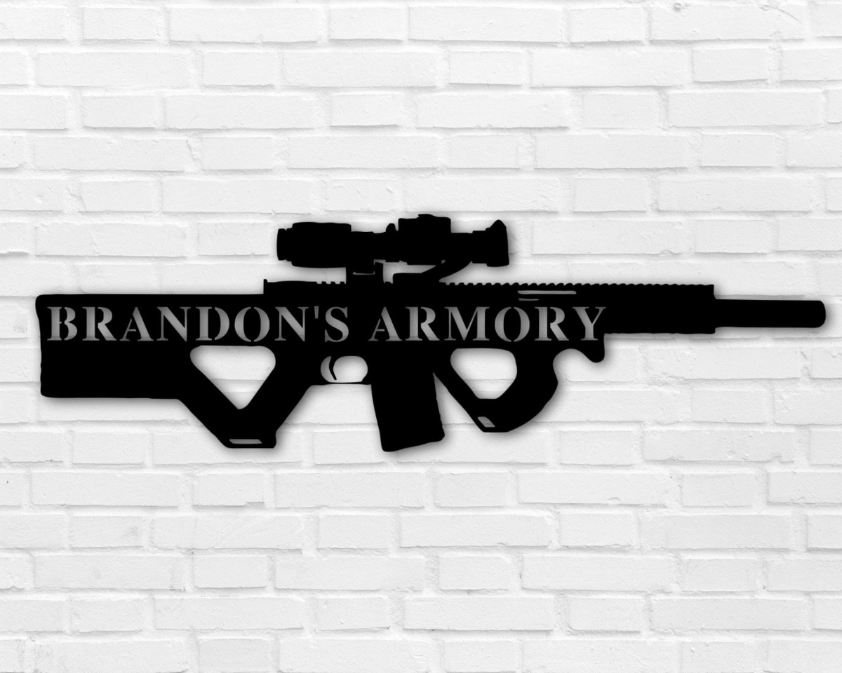 Gun Metal Sign, Custom Gun Sign, Personalized Armory Sign, Gun Metal Wall Art, Fathers Day Gift, Hunting Gift, Gift For Him, Army Gift