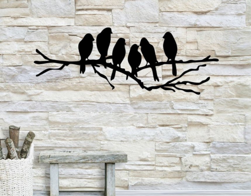 Birds On Branch Wall Art, Bird Branch Home Decor, Birds Wall Decor, Metal Wall Art Sign, Metal Birds On Branch, 003