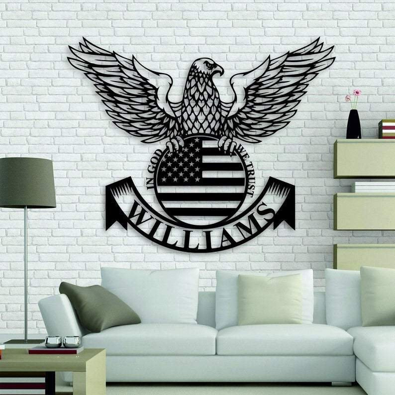 Personalized Metal Wall, Eagle American Flag Signs, In God We Trust , House Decor, Signs For Home, Best Gift Ever