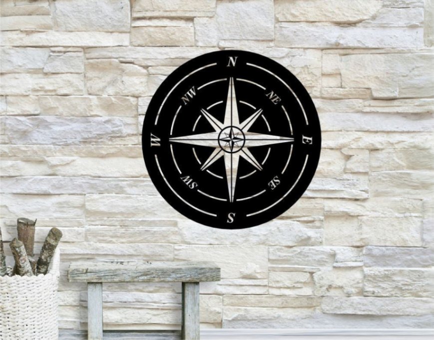 Compass Metal Wall Art, Compass Metal Sign, Modern Wall Art, Modern Home Decor, Wall Art, Home Decor, Metal Sign