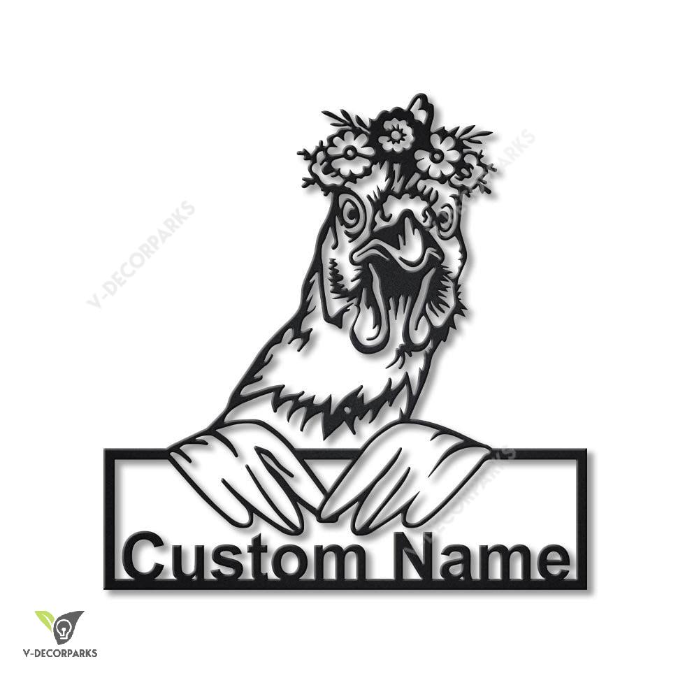 Personalized Floral Chicken Metal Sign Art, Custom Floral Chicken Metal Sign, Animal Funny, Pets Gift, Birthday Gift